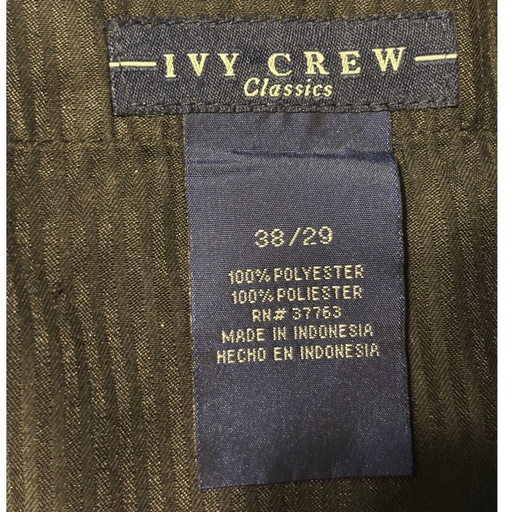 Ivy Crew Dress Pants Mens 38/27 Black Pleated Cuffed Slacks Excellent Preowned